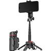 babominimer Selfie zoom in lega di alluminio con telecomando BT, treppiede portatile da 11 cm piegato fino a 41 cm di estensione, doppio supporto a scarpa fredda per luci di riempimento, impugnatura assistita per