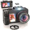 PureBowlic Fotocamera digitale retrò 5K 80MP doppio schermo display IPS da 3,5 pollici e 2 pollici zoom 18X 8 effetti creativi batteria 1500 mAh autofocus ad alta risoluzione per fotografia di viaggio