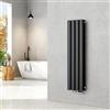 EMKE Radiatore piccolo 900 x 240 mm, ovale a pannello, attacco centrale, verticale, design, radiatore tubolare, doppio strato, antracite, 373 Watt