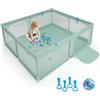 COSTWAY Recinto per Bambini, Box Pieghevole con Rete Traspirante, Centro Attività per Neonati con 50 Palline, Box Giochi per Bambini 0-3 Anni (Verde, 200 x 180 cm)