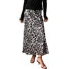 TOSHIKII Gonne Lunghe in Raso con Stampa Leopardata da Donna, gonne Lunghe a Trapezio in Seta Stampata a Vita Alta