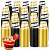 YIMITEE Confezione da 100 bicchieri in plastica trasparente da 255 ml, con bordo dorato, usa e getta, per cocktail e feste, resistenti, eleganti, per Natale, feste singole (nero, oro)