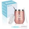 BeBeiZi Regali per mamma, bicchiere da vino in acciaio inox con scritta Cat Mom Beste Mom der World, thermos to go con coperchio e cannuccia, regalo di compleanno per mamma, regali di Natale, 350 ml
