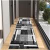 BORKOY Tappeto Corridoio Moderno 2.5 metri Grigio Antiscivolo Lavabile Passatoia Cucina Pelo Corto per Soggiorno Camera Ingresso Interno - Morbido Runner Lungo Design Geometrico 50x250cm