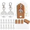 PH PandaHall Set di 48 portachiavi a forma di albero della vita, bomboniere per feste, in argento, con sacchetti regalo in organza, bomboniere per celebrazione della vita, piccola borsa a rete con