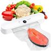 Mayhug Macchina per sottovuoto per alimenti, con taglierina integrata, per sottovuoto con un solo tocco, per alimenti secchi e umidi e mantiene freschi, carne, verdure, snack, frutta, con 10 sacchetti