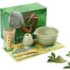Atliberswo Set Matcha - Matcha Set a 8 Pezzi per la Cerimonia del Tè: Ciotola con Beccuccio, Frusta Matcha in Bambù con Supporto, Chashaku, Supporto per Chashaku, Cucchiaio in legno, Chakin, Setaccio per Matcha