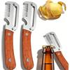 Generico Set da 2 sbucciatori per verdure multifunzionali, 2-in-1 in acciaio inox con manico in legno e apribottiglie, utensile da cucina robusto per patate zero sprechi (2pc Pettine)