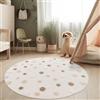 Paco Home Tappeto per cameretta bambino Effetto 3D Tappeto resistente Toni naturali, Dimensione:Ø 160 cm tondo, Colore:Crema (puntini)