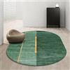 LONGSAO Tappeto Soggiorno Ovale Tappeto Sala da Pranzo Antiscivolo Lavabile Tappeto Salotto Pelo Corto Strisce verde scuro con linee dorate，160 x 230 cm