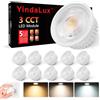 YindaLux 10x Modulo LED 3CCT 230V - 4,9W 500LM 38° Angolo di Fascio per Faretti da Incasso - 3000K/4000K/6000K Dimmerabile - Sostituisce la Lampadina GU10 MR16 - Impermeabile IP44