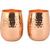 ANCIENTIMPEX Set di 2 bicchieri in puro rame martellato, 250 ml, design a botte per benefici ayurvedici per la salute.