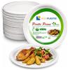 SOLEPLASTIC 50 Piatti Bianchi Biodegradabili da 23 cm - in Polpa di Cellulosa - RESISTENTI e Compostabili - Piatti Piani RIUTILIZZABILI per Feste, Catering, Picnic e Uso Quotidiano - OTTIMO PER PIATTI CALDI