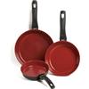 CLASSE ITALY, Set Padelle antiadenti 3 Pz. senza PFAS, Antiaderente a 5 strati senza PTFE, PFOA, 100% sicuro, Linea TUSCANY, per Induzione e Fiamma