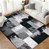 Alishomtll Tappeto per soggiorno, 120 x 160 cm, a pelo corto, per camera da letto, moderno, geometrico, antiscivolo, lavabile, morbido, durevole, grande, rettangolare, nero e grigio