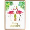 Graphique Biglietti natalizi con fenicotteri - Confezione da 15 biglietti con buste - Saluti di Natale - lamina d'oro e glitter - Tropical - Set in scatola - 12,1 x 16,8 cm