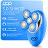 Pop Sonic Rasoio elettrico a 5 teste, per viso, testa e corpo, colore blu, impermeabile, ricaricabile tramite USB, testine di precisione galleggianti, rasoi per donne e uomini