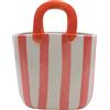 Dekohelden24 Vaso per fiori, vaso decorativo, vaso per piante, vaso da tavolo, vaso in ceramica, vaso per fiori come borsetta, vaso in ceramica, a righe rosse e bianche, dimensioni: 17 x 7 x 23 cm (lunghezza x