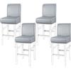 PiccoCasa Set di 4 coprisedia impermeabile per sedie da bar, per casa, cucina, sala da pranzo, pub, in morbida pelle sintetica, rimovibile, colore: grigio