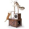 Relaxdays Tyrannos tiragraffi Mobile lettiera, HLP: 150 x 60 x 49 cm, Pali in sisal e Cuccia, Industriale, Marrone Scuro/Bianco