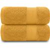 GC GAVENO CAVAILIA Telo da bagno extra large, 2 pezzi, 700 g/m² in cotone egiziano di qualità alberghiera, extra large, 100 x 180 cm, asciugamano extra morbido da bagno - ocra