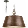 LOBERON Chatel Lampada a sospensione - Paralume in ferro patinato - Affascinante elemento in legno di mango, marrone antico