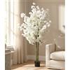 Arnusa Albero di ciliegio artificiale Ciliegio Pianta artificiale Albero di ciliegio artificiale Pianta da interno (bianco 160 cm)