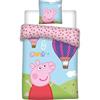 Peppa Pig Set di biancheria da letto per bambini, motivo: palloncino, set copripiumino, federa 40 x 60 cm + copripiumino 100 x 135 cm, 100% cotone Oeko-TEX