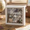 MIJOMA Salvadanaio in legno con frontale in vetro - cornice decorativa per regali di denaro per matrimoni, compleanni, viaggi e molto altro ancora - scatola per denaro creativa (Travel Fund - bianco