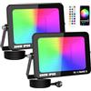 PICAA 2 pezzi 200W RGB Faretto LED da Esterno Proiettore 20000LM, Controllo APP Dimmerabile Cambio Colore Lampada, Fari Led Esterno per Giardino Palco Partito