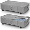 JUPELI Contenitori sotto il letto su ruote, organizer sotto il letto pieghevole extra large da 50L, confezione da 2 contenitori sotto il letto su ruote, scatole sotto il letto con coperchio rotanti