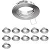 ledscom.de 12x cornice da incasso a soffitto FERE, rotonda, acciaio inox opaco