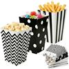 heavenlife 48 Pezzi Scatole di Popcorn,3 Stili Piccoli Sacchetti Carta per Popcorn,Cestino di Carta per pop corn,Contenitori di Pop corn,Porta PopCorn in Cartone per Compleanno Cinema Festa (Nero)