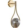 KCO Applique da parete a forma di goccia, stile moderno, vintage, color oro, senza fili, per vano scale, bagno, camera da letto (oro + grigio fumo)
