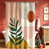 Lerores Tenda da doccia 180 x 160 cm, con motivo a foglie, orlo appesantito, antimuffa, impermeabile, lavabile, in poliestere, con occhielli e 12 anelli per tenda da doccia per bagno, vasca da bagno