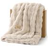 Bedsure Plaid Morbido Polare Bolla - Regali Per Donne Coperta Decorativa, Plaid Caldo per Divano e Letto, Coperta Morbida per Soggiorno, Camera e Casa, Beige, 130x170 cm