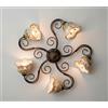 ILAB Plafoniera classica a 5 luci in ferro battuto e ceramica realizzata e decorata artigianalmente coll. candida