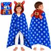 Get Trend Coperta con Cappuccio 3D per Bambini, Plaid in Pile Morbido e Caldo, 130x90cm, Coperta Indossabile Comoda, Idea Regalo Bambini
