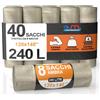 G.M. DISTRIBUZIONE GM 40 Sacchi Ambra Trasparenti Grandi Resistenti 240 Litri, misura 120x140 cm, Spessore 70 Micron, in HDPE, Sacchetti Indifferenziata, Buste Spazzatura, 5 Rotoli da 8 Buste