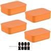 CNKHDZ Set di 4 contenitori con coperchio, contenitori impilabili con coperchio, contenitori in plastica, contenitori per scaffali, cucina, bagno (Arancione, 25.5 * 18 * 7.7cm)