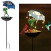 YZYOE La rana solare sostiene la luce di alimentazione dell'ombrello, il giardino incantevole decorazione ferro arte rana ombrello piatto da mangiare per il pavimento, LED impermeabile luce wireless.