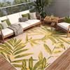TAPISO Patio Tappeto Salotto Esterno Pelo Corto Design Moderno Motivo Floreale Foglie Palma Effetto 3D tonalità Verde Sala Camera Terrazza Balcone Outdoor Indoor Oeko-Tex 120 x 170 cm