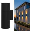 Planetitaly Applique Cilindro da Esterno IP65 Doppio Fascio LED 10W GU10 RGB UP e DOWN Lampada Muro, Luce Facciata, Balcone, Terrazzo, Alimentazione 230V (Nero)