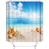 OCEUMACO Design Mare Tenda Doccia Antimuffa Stampa 3D Spiaggia Sabbia Beige Onda Blu Tende Vasca da Bagno in Tessuto Poliestere Impermeabile Stella Marina Moderna 240x200 cm Lavabile Lavatrice
