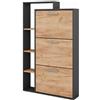 Vicco Scarpiera da ingresso Orlando, Quercia dorata/antracite, 80 x 128.3 cm con 3 scomparti pieghevoli