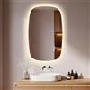 S'AFIELINA Specchio Bagno con Luce Ovale 80 × 50 × 2,5 cm (A × L × P), Interruttore Touch, Dimmerabile, 3 Colori di Luce, Antifog, Funzione Memoria, Specchio Bagno Retroilluminato, HD Vetro Temperato