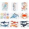 FINGERINSPIRE 9 pezzi Stencil da colorare, 21 x 29,7 cm, cavalluccio marino, medusa Koi delfino, granchio, stella marina, aragosta, squalo, balene, per dipingere su legno parete tessuto mobili