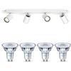 Philips Kosipo Lampada faretti da soffitto (Bianco) - Luce bianca calda - Faretto da soffitto 4 punti luce - GU10 - Non dimmerabile