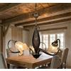 Mondocreazioni Lampadario a 3 luci classico in ferro battuto e vetro realizzato e decorato artigianalmente coll. scott