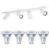 Philips Pongee Lampada faretti da soffitto (Bianco) - Luce bianca calda - Faretto da soffitto 4 punti luce - GU10 - Non dimmerabile